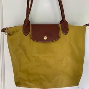 Small Longchamp Le Pliage Nylon Tote- Yellow